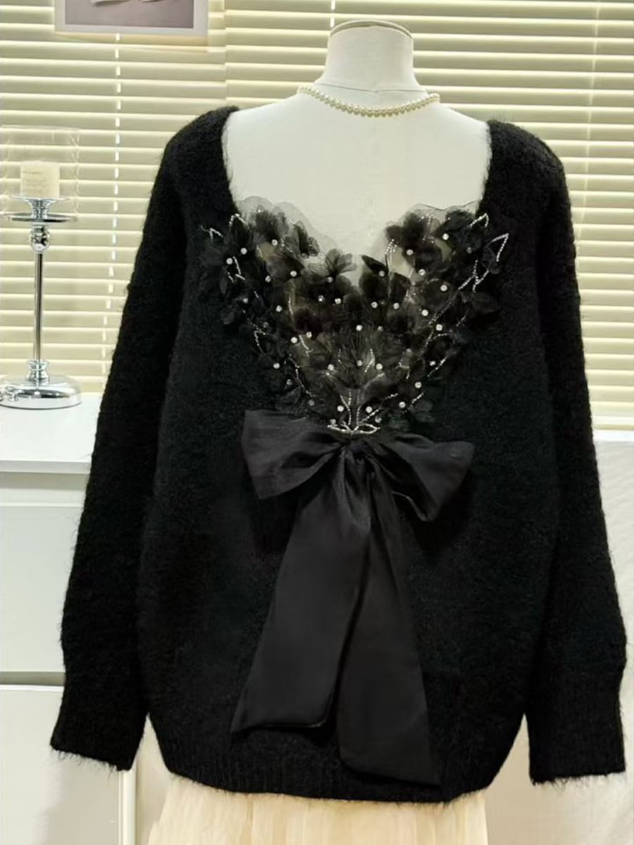 【tops】バックリボンニットトップス　N3505