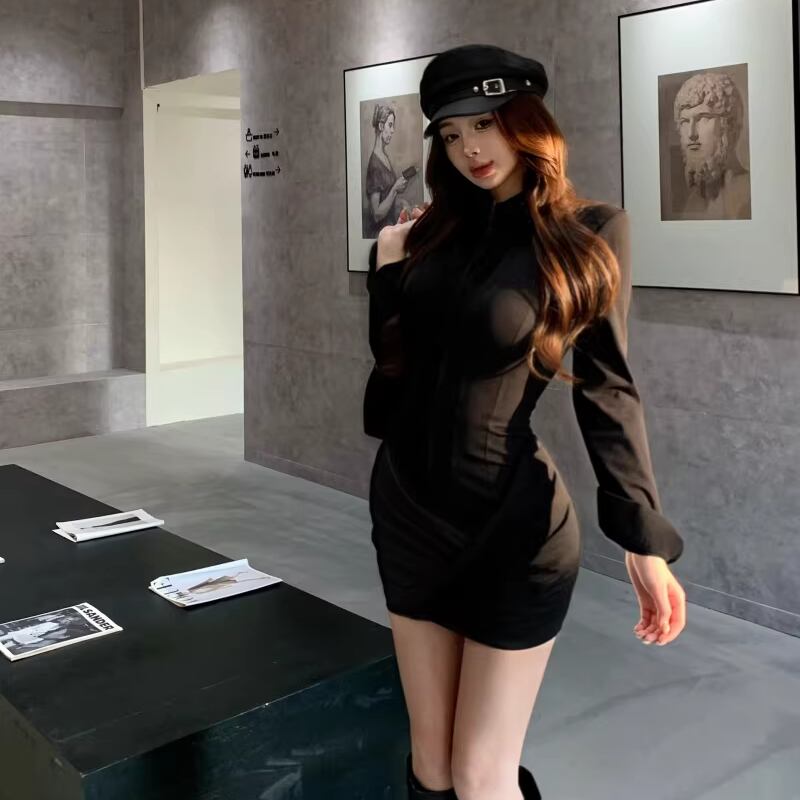【dress】2色展開タイトシャツワンピース Q7821