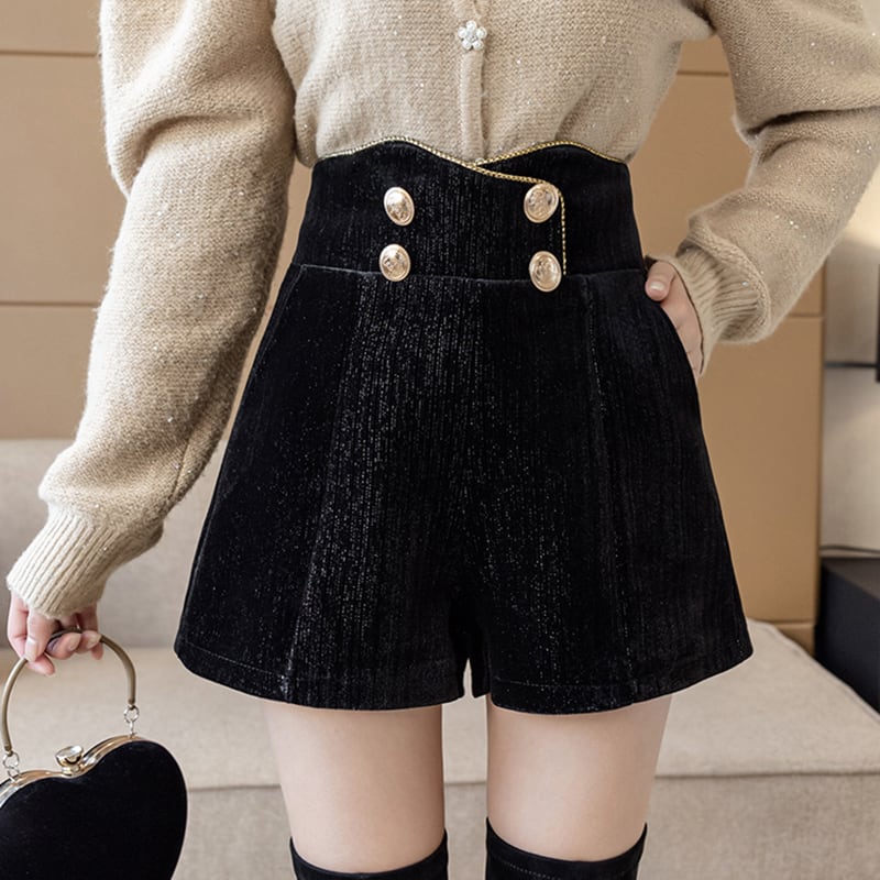 【bottoms】今季マストバイ!コールテン秋冬新作ハイウエスト合わせやすい着痩せショートパンツ G3663