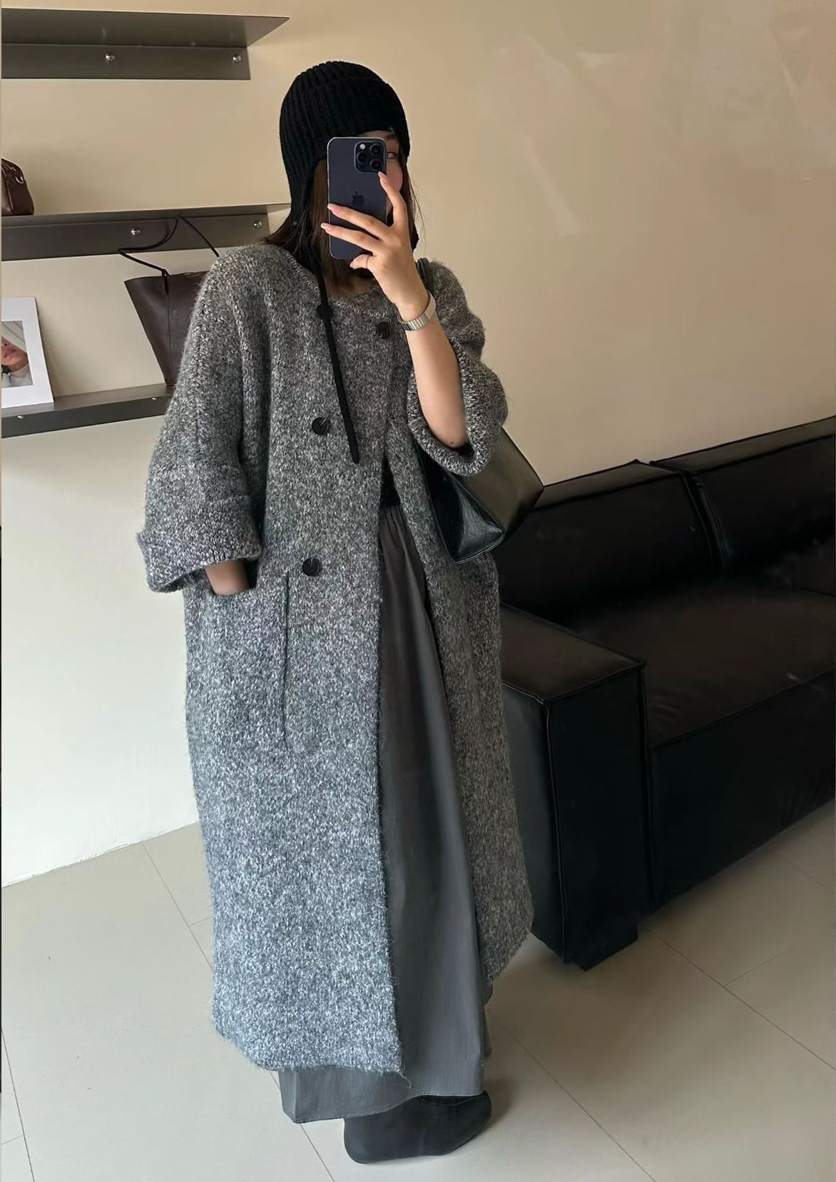 【outer】ロングニットカーディガン Q7388