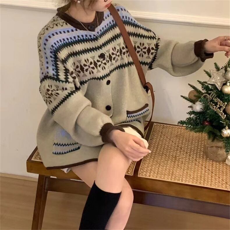 【outer】ジャカードニットカーデ　M27113