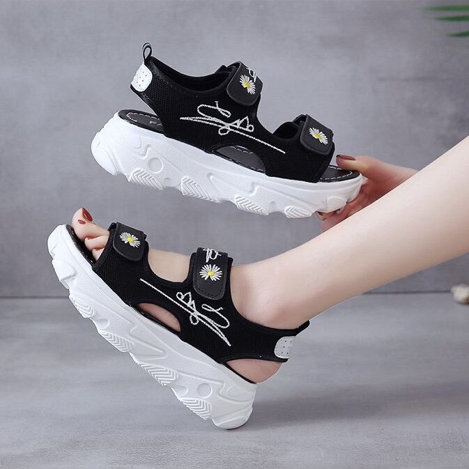 【shoes】清純甘くて女子力UP！花柄配色履きやすい合わせやすいサンダル