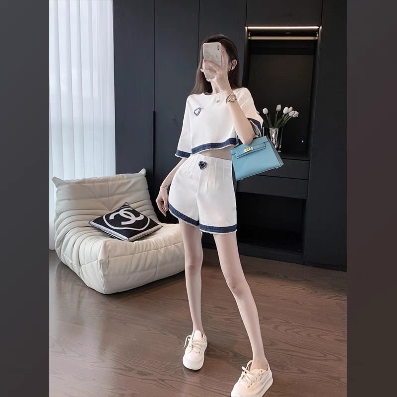 【set】高級感気質満点トップス+ショートパンツオシャレ２点セット G8251