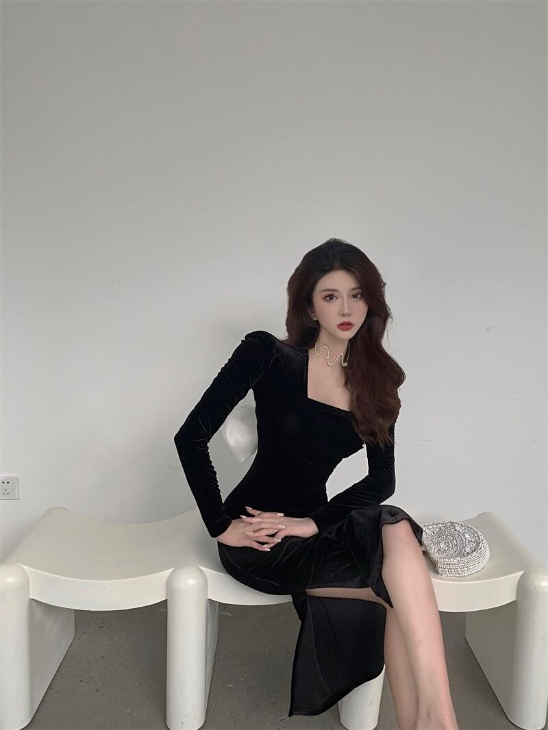 【dress】レトロスウィートフランス風長袖デザインワンピース G2168