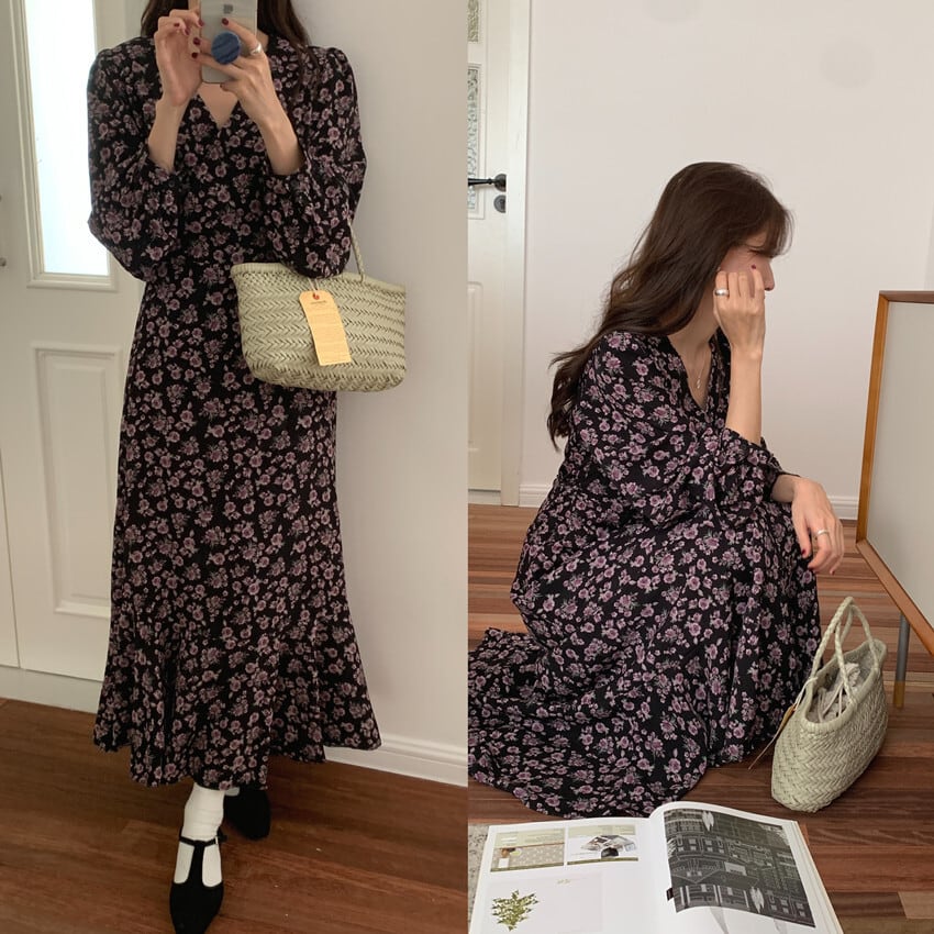 【dress】花柄ワンピース　M25690