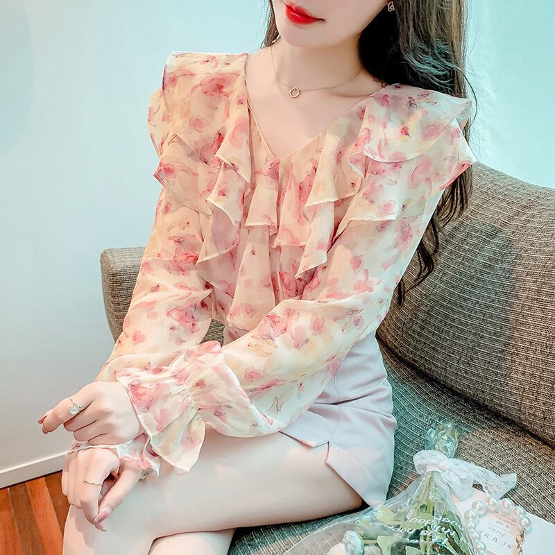 【tops】花柄シャツトップス　M18479