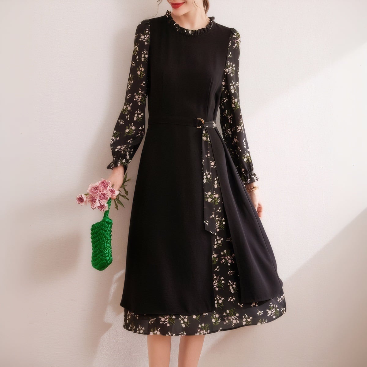 【dress】切り替え花柄ワンピース　M29665