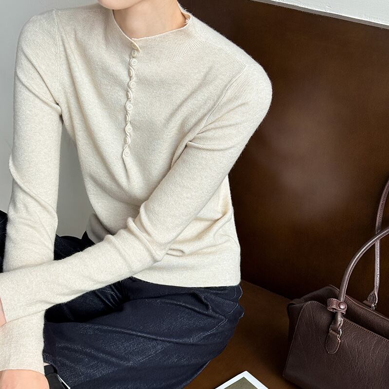 【tops】6色展開ニットトップス Q6971