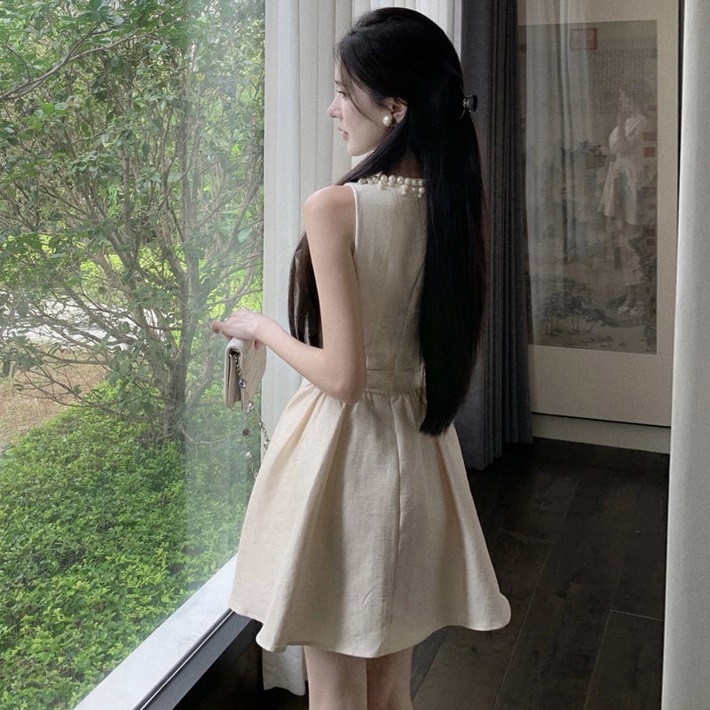 【dress】パールノースリーブワンピース　M24295