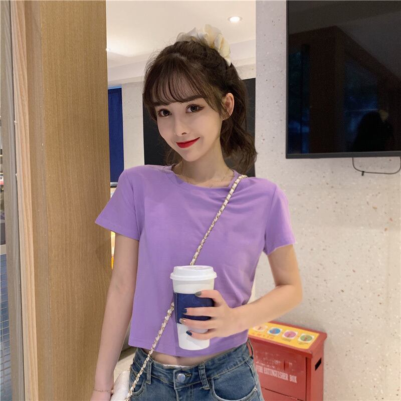 【tops】選べる5色！ラウンドネック半袖無地着回し蝶々結びTシャツ