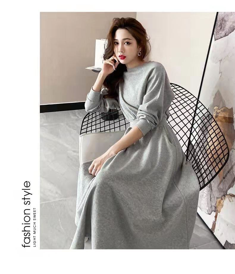 【dress】カジュアル気質満点着心地良い秋冬シンプル長袖ワンピース G2698