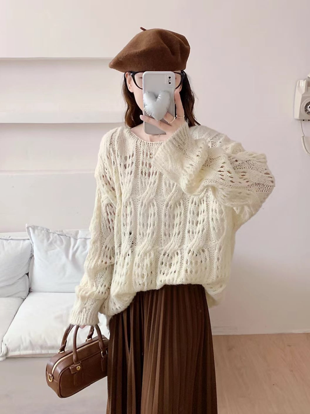 【tops】カットワークニットセーター　M26021