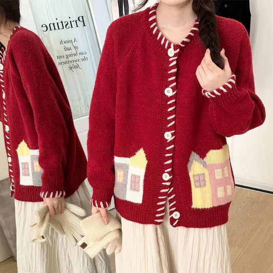 【outer】3色展開ニットカーディガン Q7738
