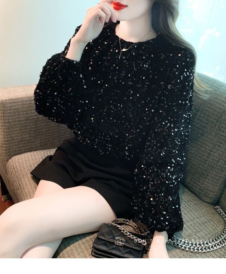 【tops】スパンコールトップス　M28941