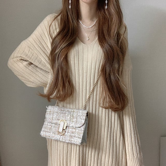 【dress】フード付きニットワンピース　M28089