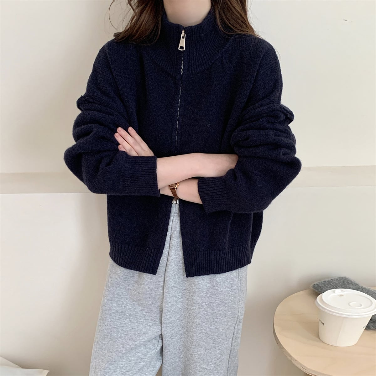 【outer】Wジップニットカーデ　M25985