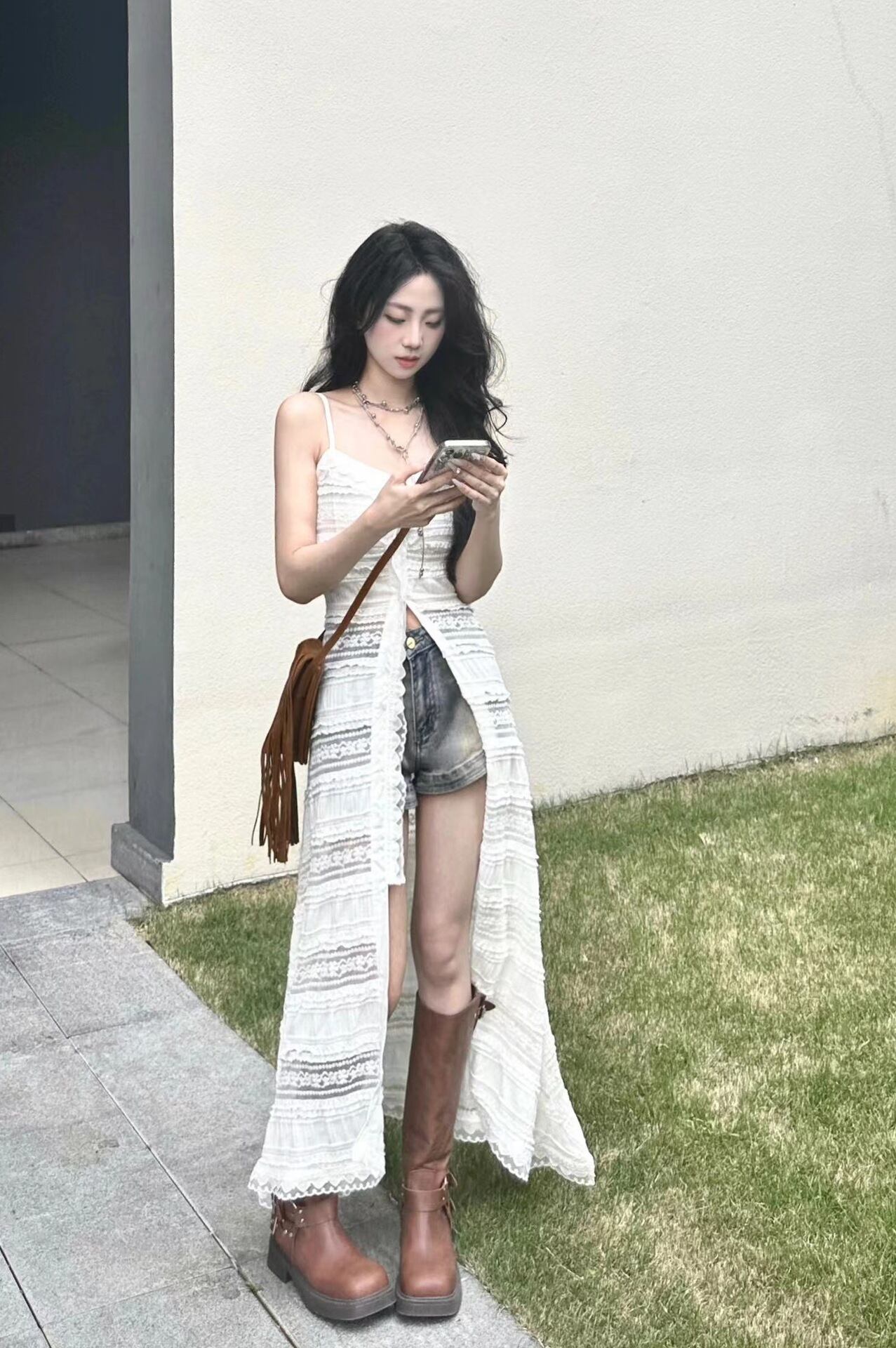 【dress】レーススリットワンピース G20380