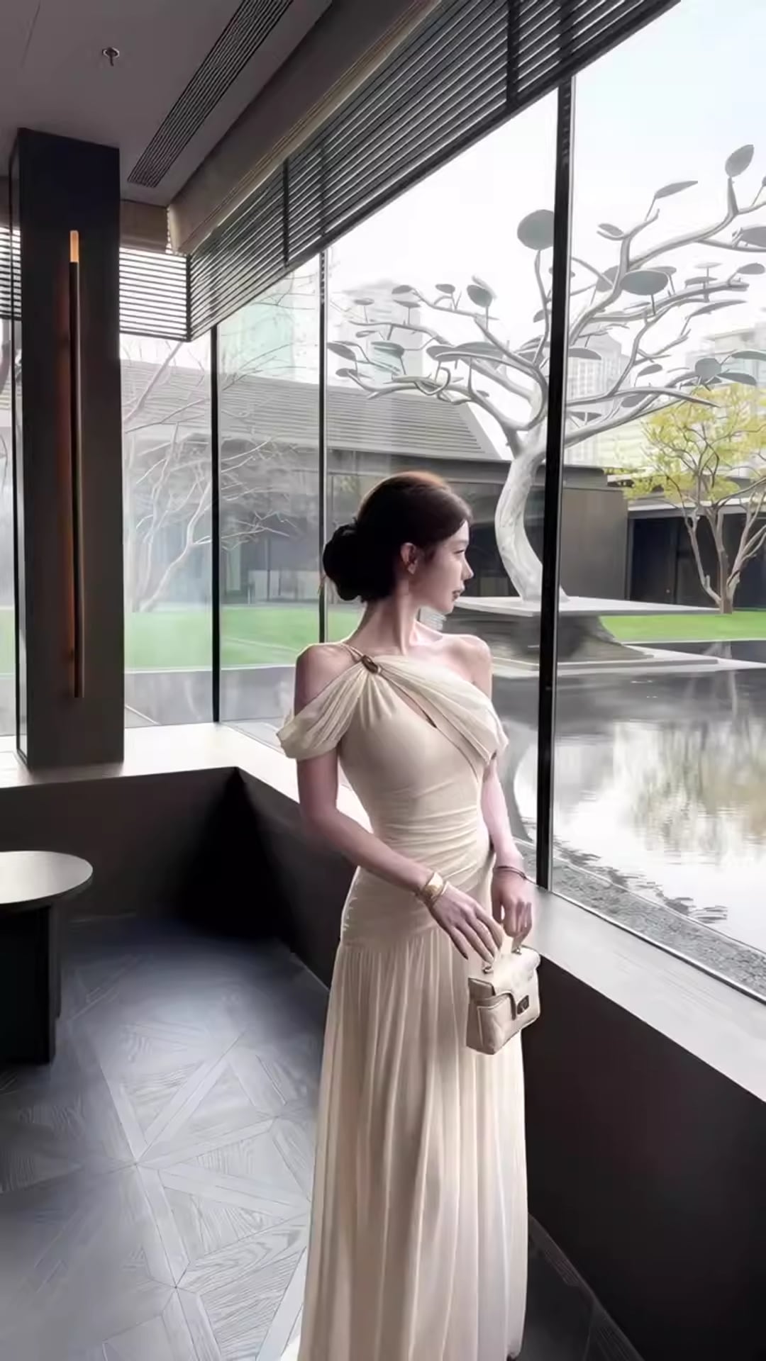 【dress】2wayノースリーブロングギャザーワンピース Q8402