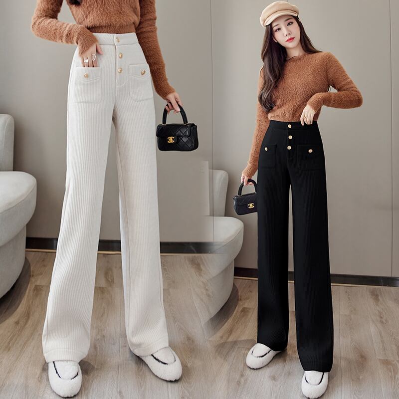 【bottoms】秋冬新作!気質満点レトロ厚手裏起毛着痩せハイウエストガウチョパンツ G4502