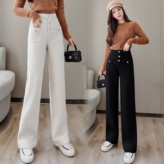 【bottoms】秋冬新作!気質満点レトロ厚手裏起毛着痩せハイウエストガウチョパンツ G4502