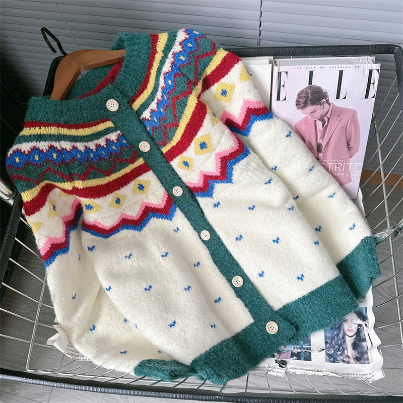 【outer】ジャカードニットカーデ　M28282