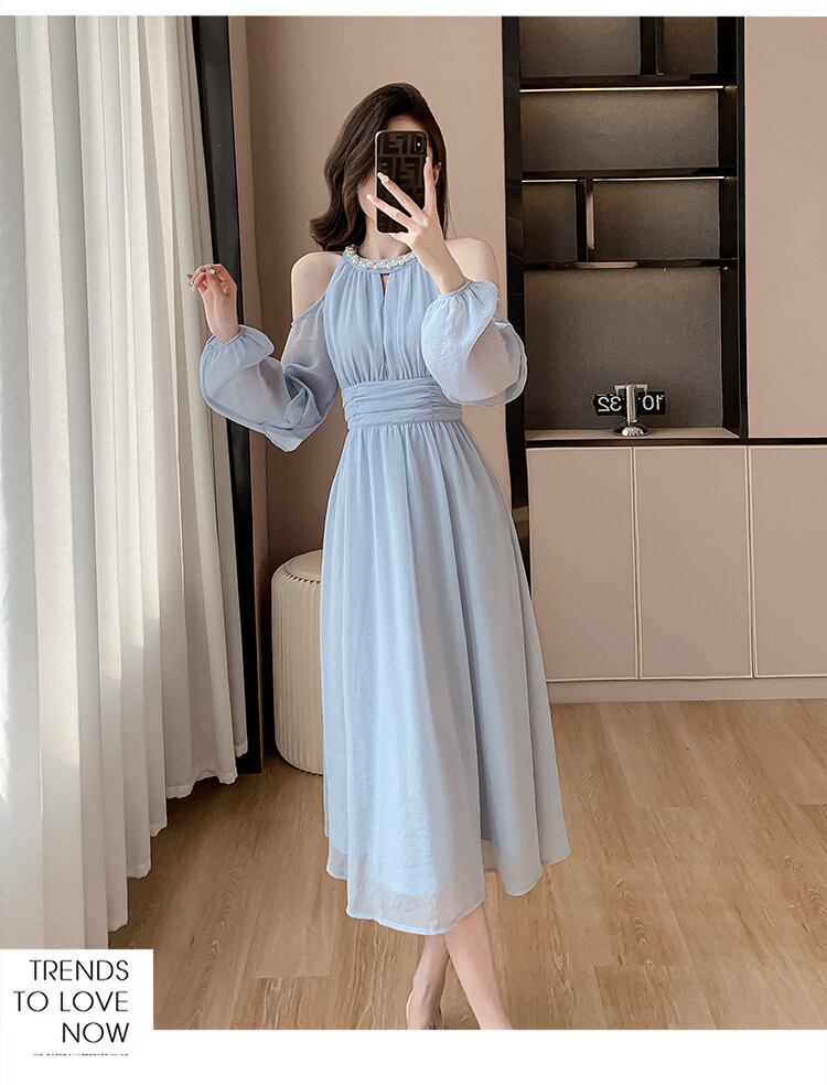 【dress】ビーズオフショルダーワンピース G20140