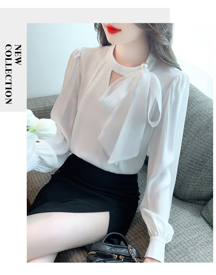 【tops】リボン付きブラウス　M29120