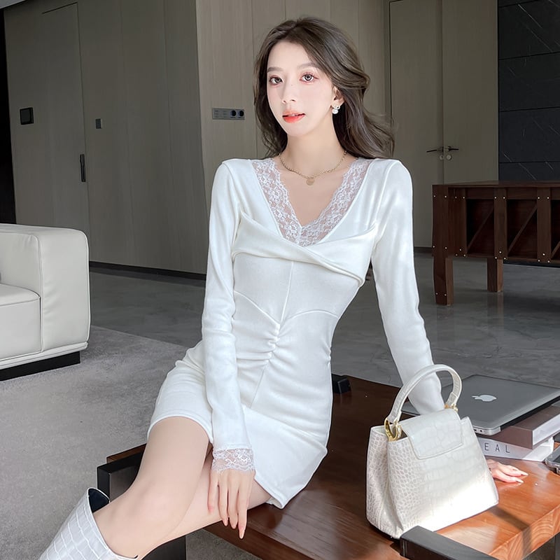 【dress】レース切り替えワンピース　M27426