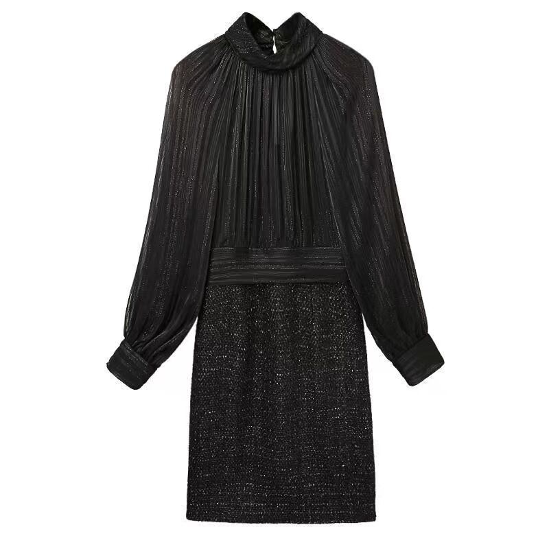 【dress】今季トレンド長袖切り替え韓国ファッションOL通勤無地パーティー卒業式タイトワンピースF1552