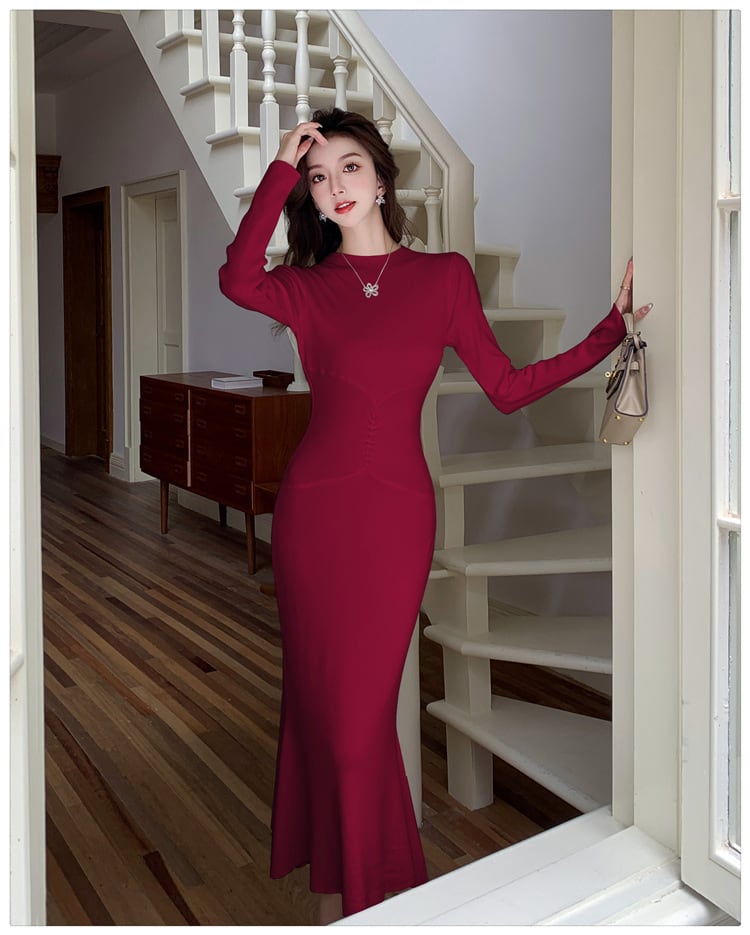 【dress】マーメイドニットワンピース　M25367
