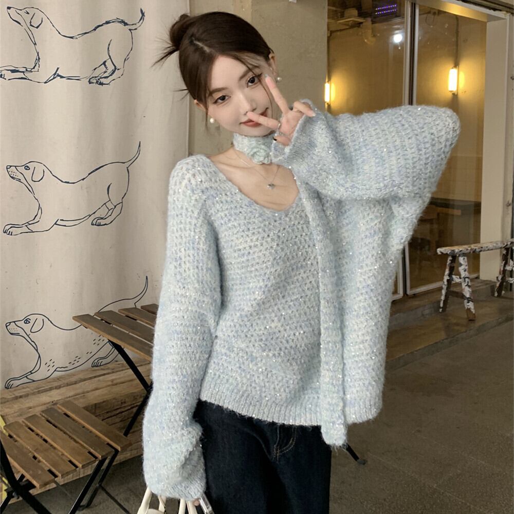 【tops】Vネックニットセーター　M27059