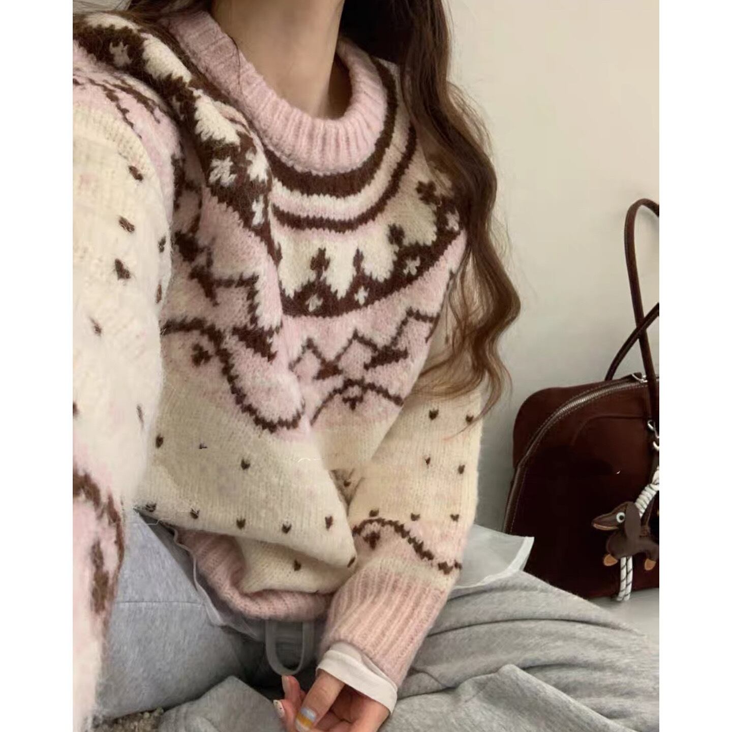 【tops】ジャカードニットセーター　M28604
