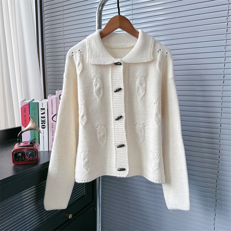 【outer】折り襟ニットカーデ　M27299