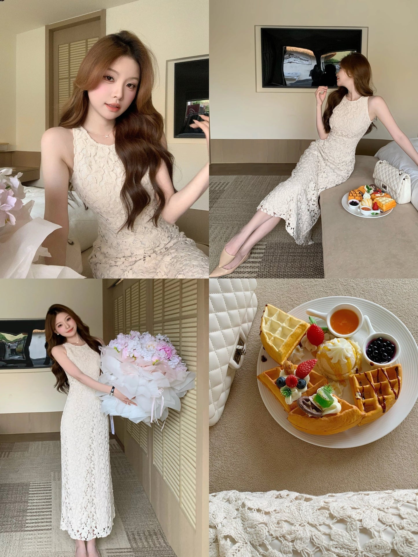 【dress】ノースリーブレースミニワンピース＆ロングワンピース　N3560