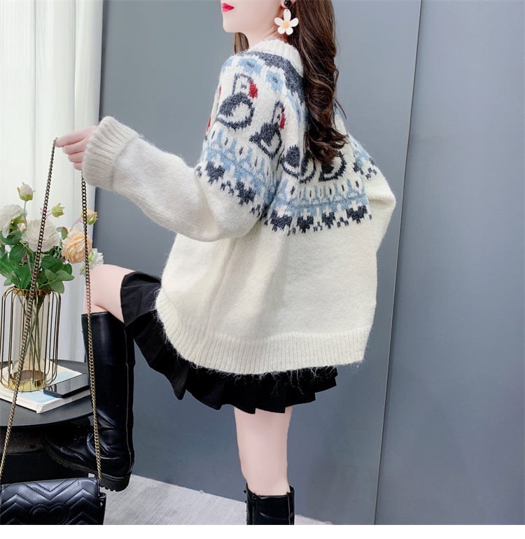 【tops】ジャカードニットセーター　M28292