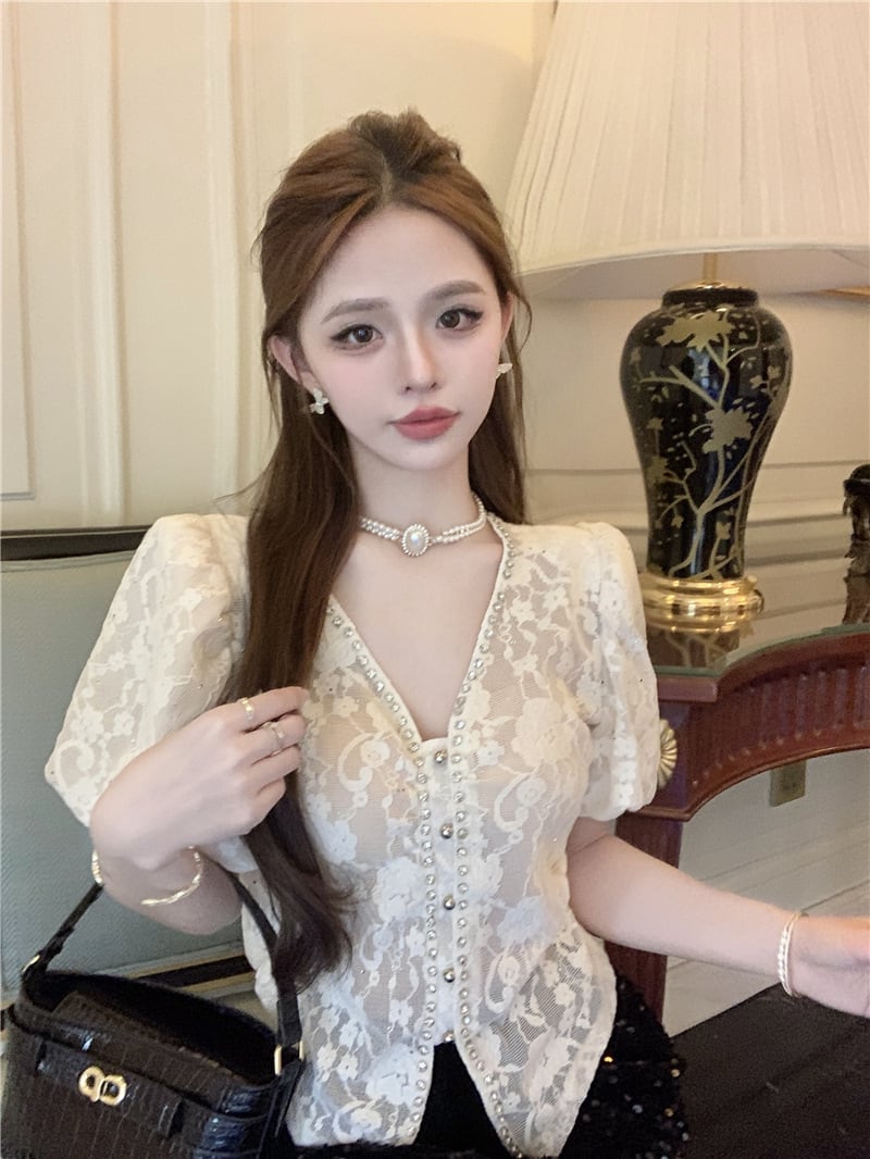 【tops】ダイヤモンドレースブラウスG21549