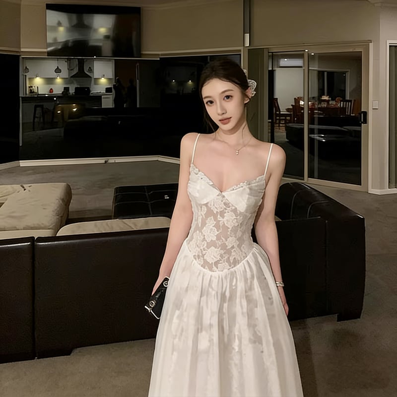 【dress】レースキャミワンピース Q8384