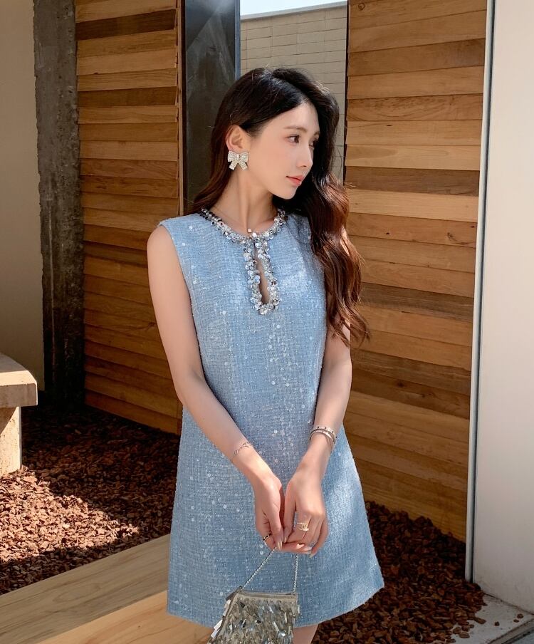 【dress】スパンコール付きツイードワンピース　N2554