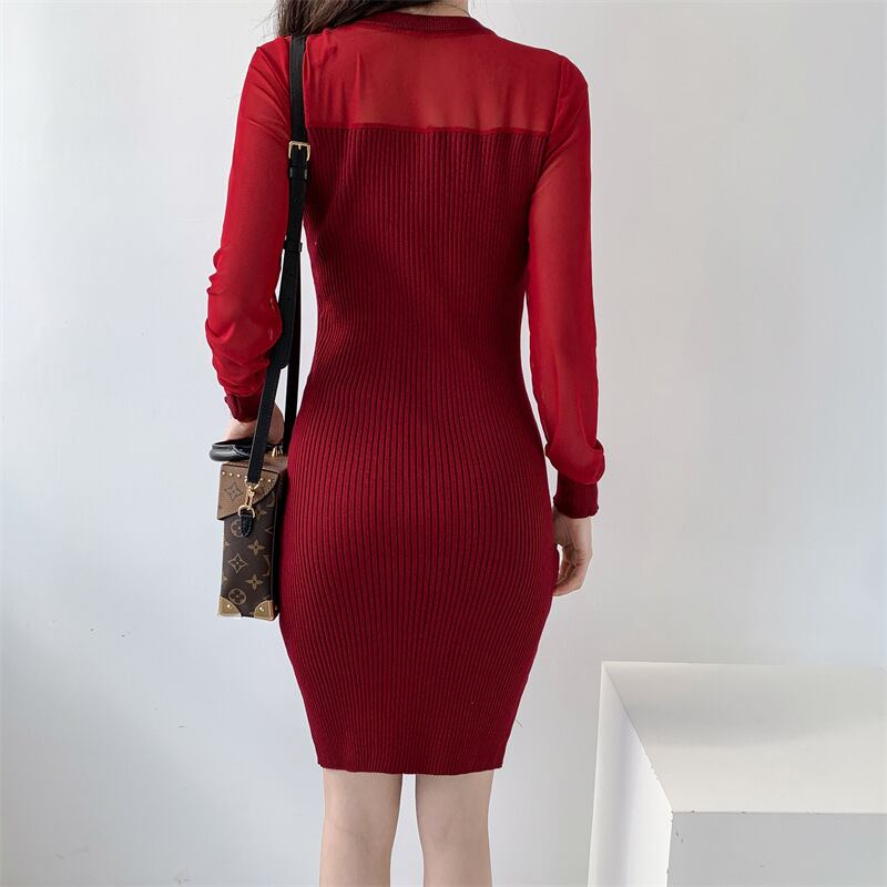 【dress】ドッキングニットワンピース　M18046