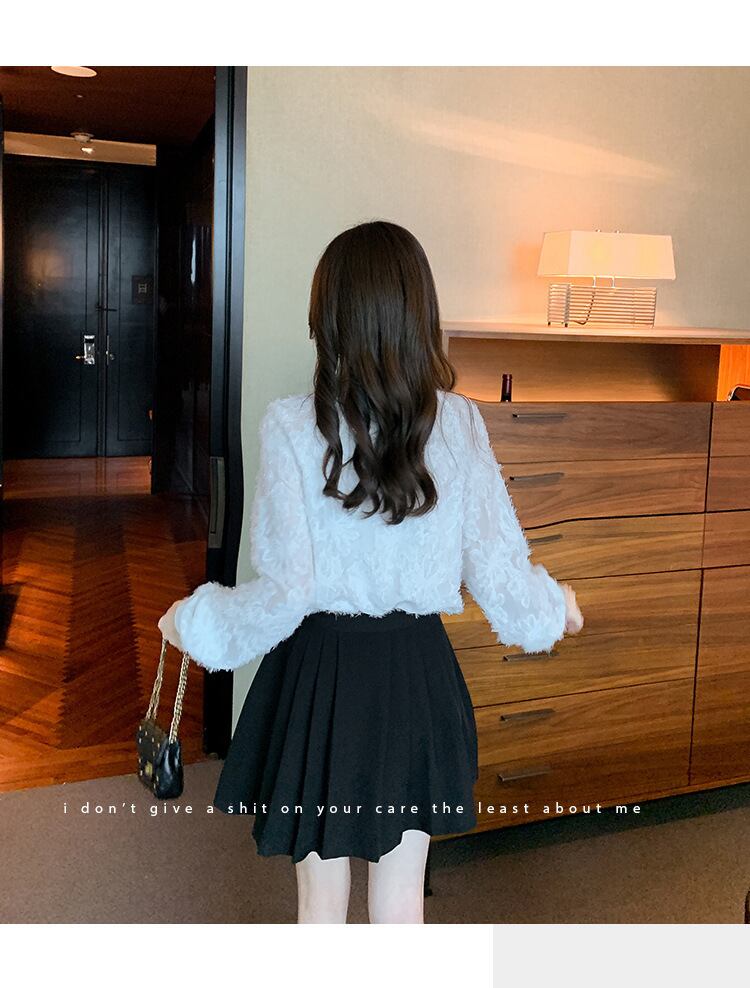 【tops】リボン付きレースシャツトップス　M18686