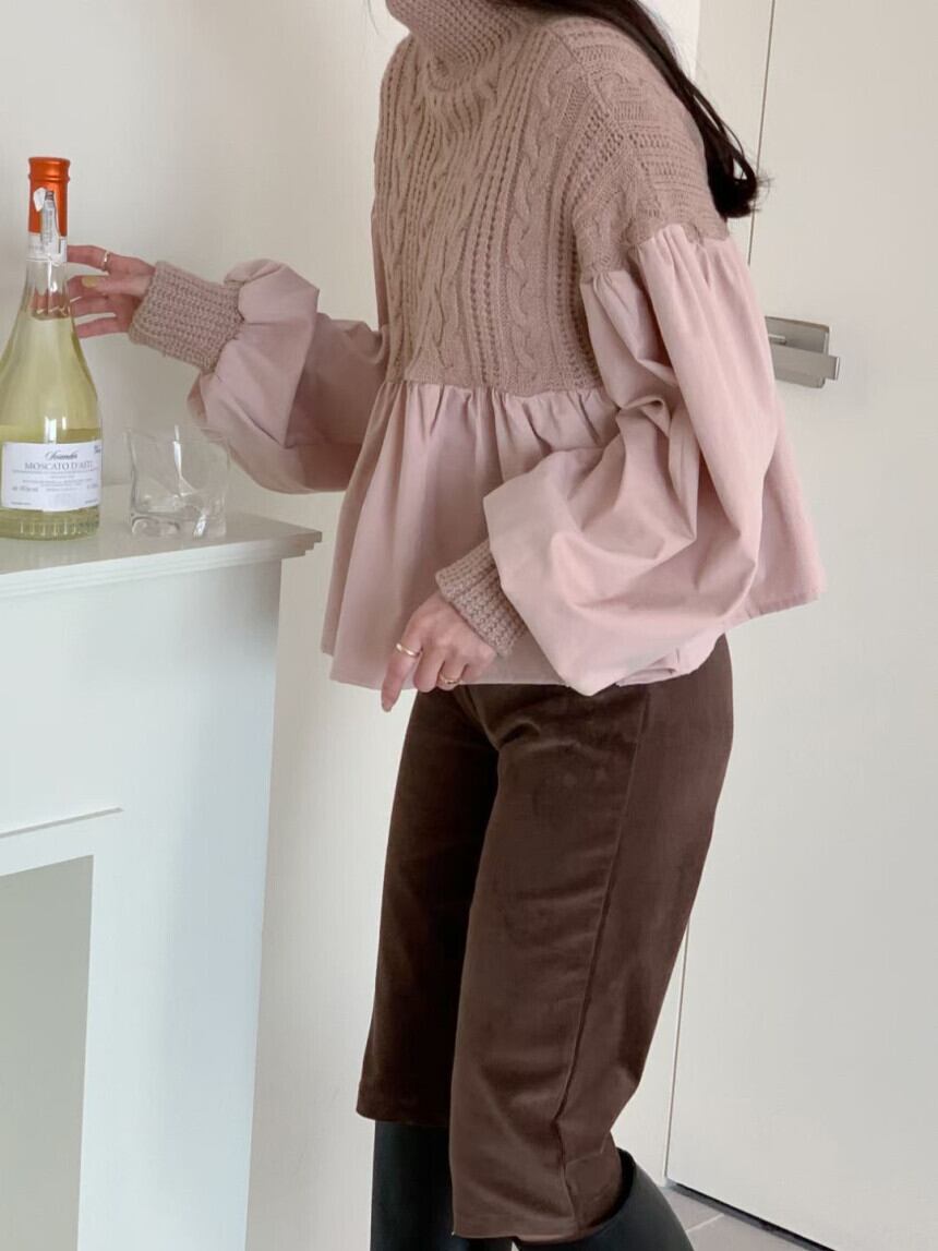 【tops】ドッキングニットトップス　M26829