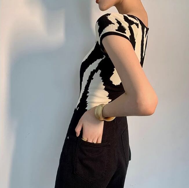 【tops】スクエアネックニットTシャツG20103