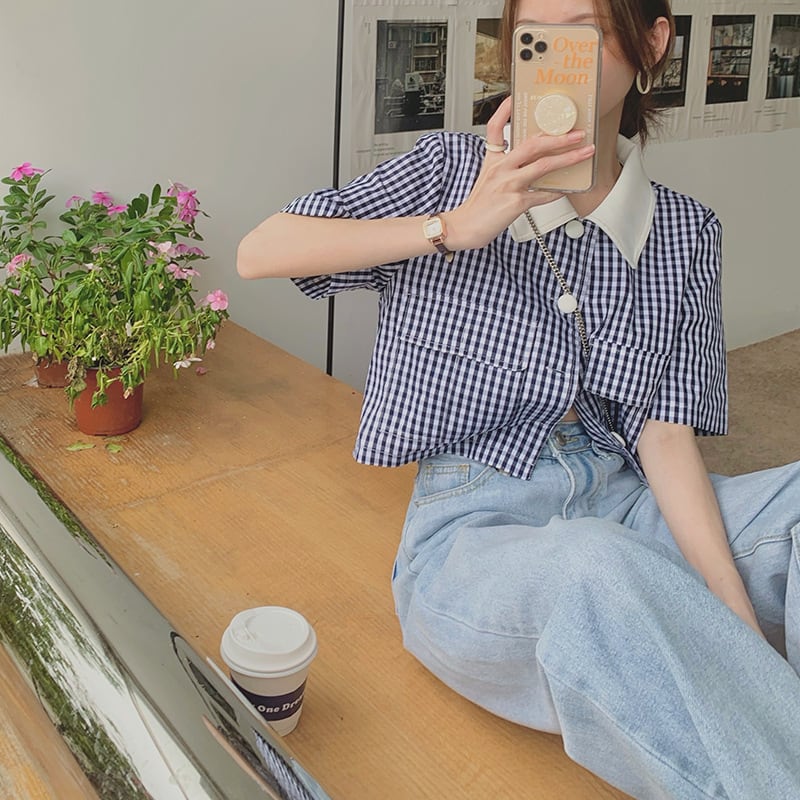 【tops】チェック柄シャツトップス　M25316