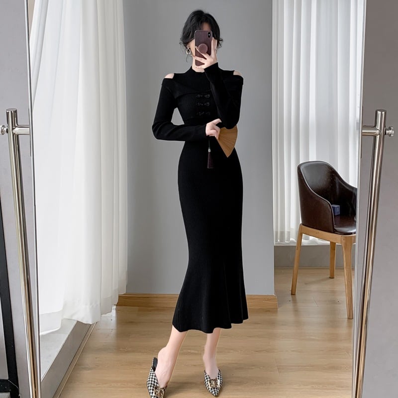 【dress】マーメイドニットワンピース　M26175