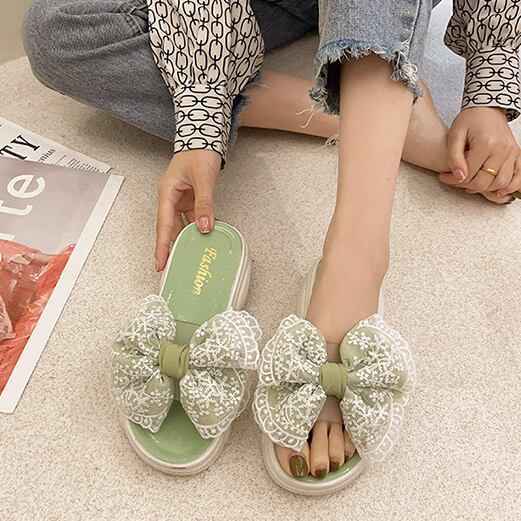 【shoes】INS風一目惚れ！履きやすい合わせやすい3色配色厚底蝶々結びサンダル