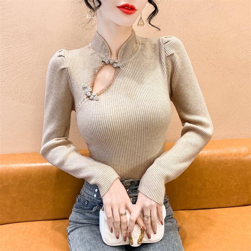 【tops】ビジューニットトップス　M28708