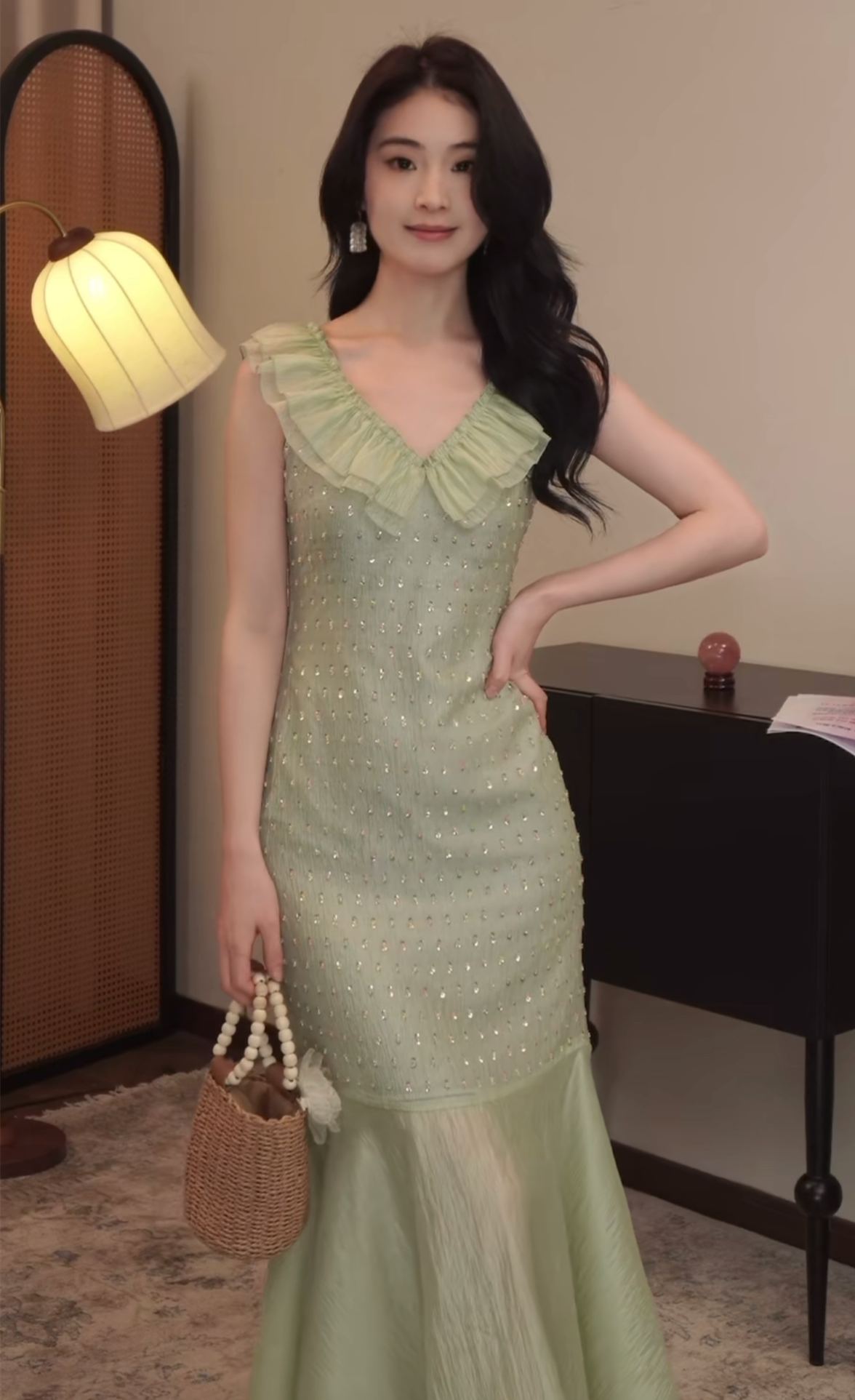 【dress】スパンコール付きマーメイドワンピース　N2987