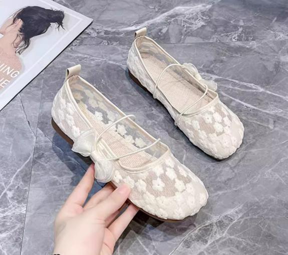 【shoes】3色レースフラットシューズF7473