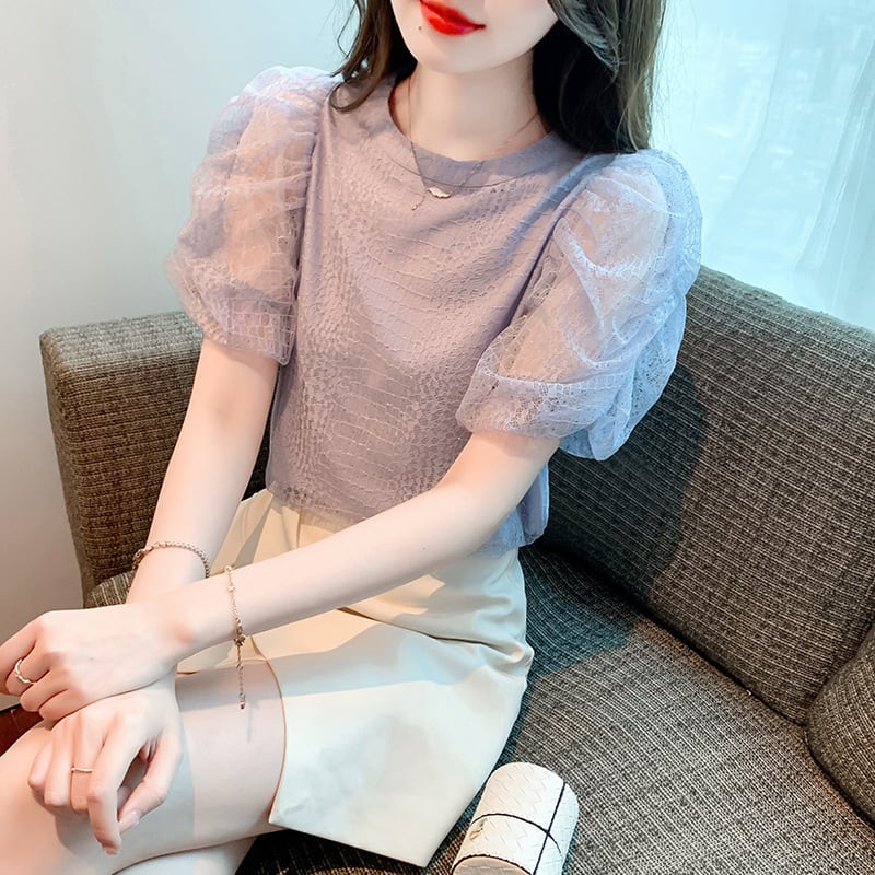 【tops】レースパフスリーブ ブラウスG21542