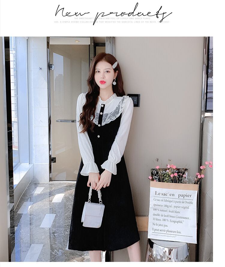 【dress】フリルドッキングワンピース　M18863